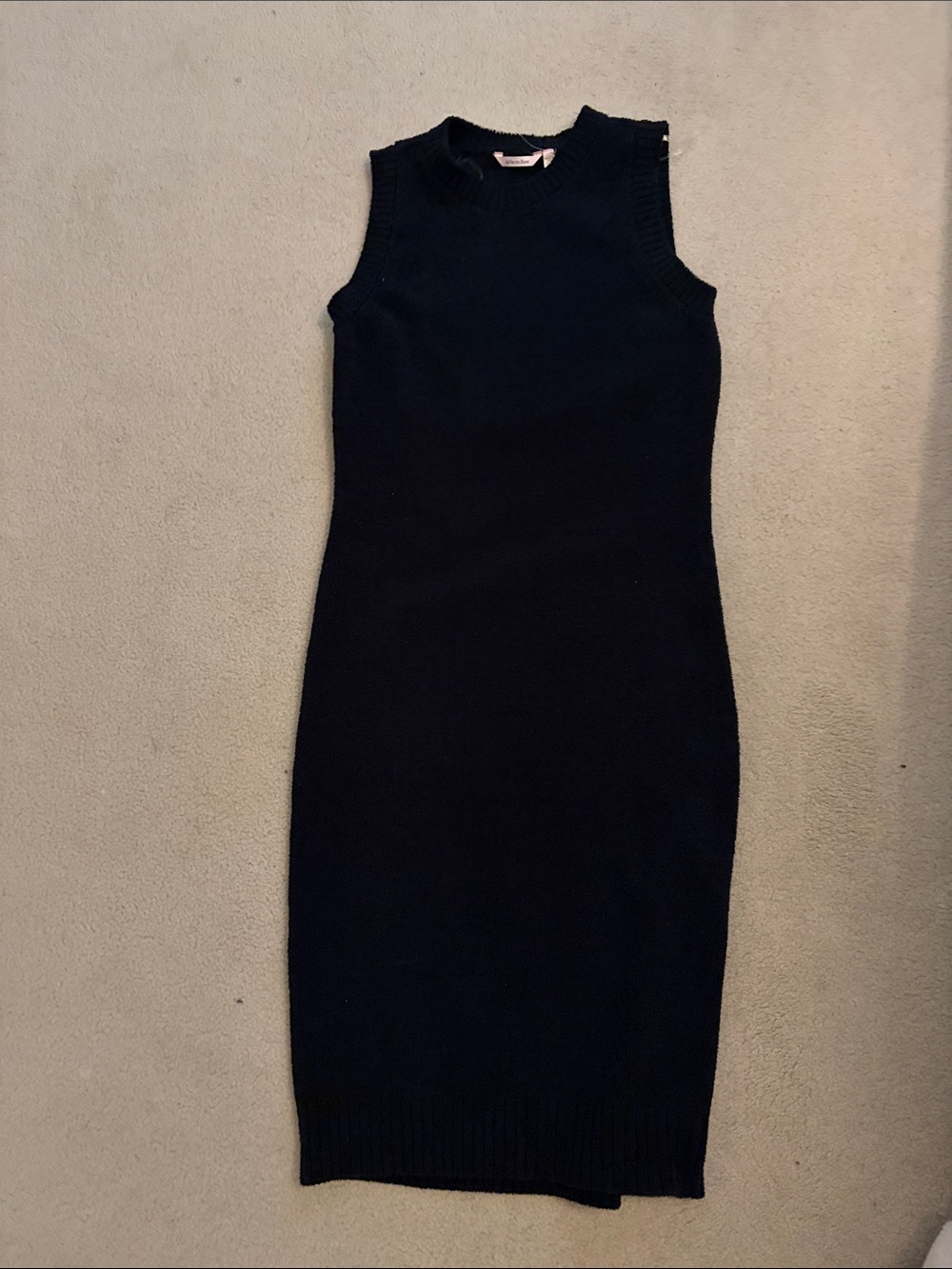La Vie En Rose Black Sleeveless Midi Knit Dress